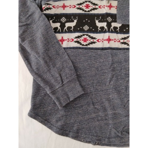 On The Byas Pullover Hoodie Blue Red White Deer 100% Cotton Womens Size Medium - Picture 3 of 10